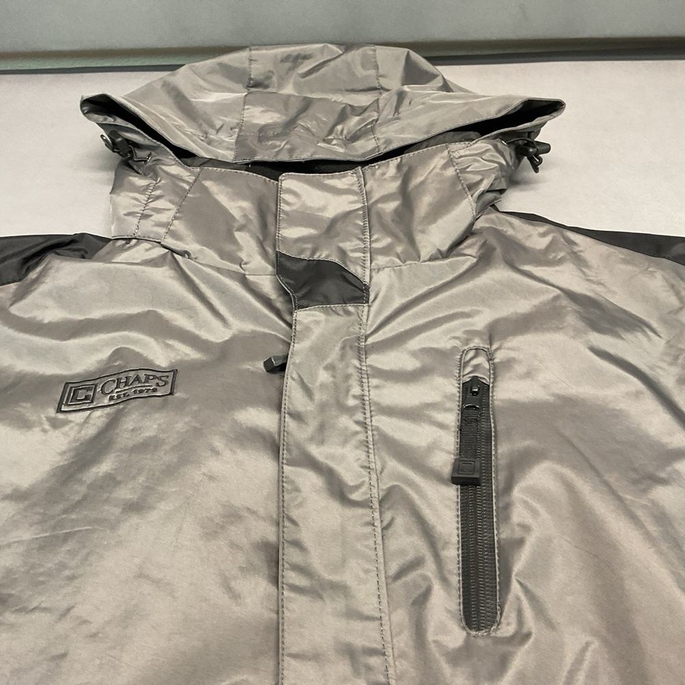 Chaps Black and Gray Fleece Lined Size Large All Weather Jacket Full Zip